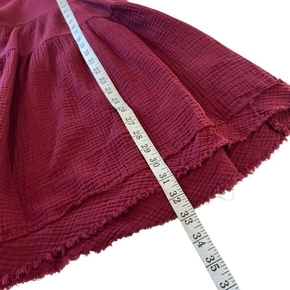 Newbury Kustom Maroon Textured Gauze Tiered Shift Babydoll Mini Dress, Small - Picture 7 of 10